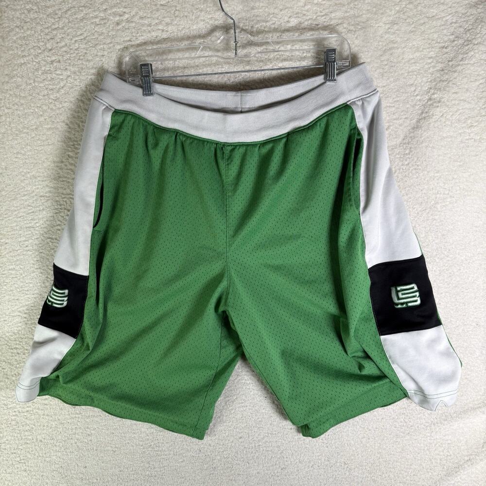 Vintage Nike Lebron Shorts Mens XL Green L23 Mesh Silver Tag Basketball Gym